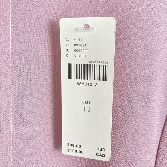 Anthropologie NWT Modern Sheer Midi Dress Violet Ice Pastel Pink Unlined sz 14 - Picture 4 of 11